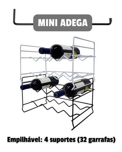 Adega Vinhos Empilhável 8 Un Mini Aramado Aço Rack Garrafas - 4