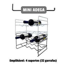 Adega Vinhos Empilhável 8 Un Mini Aramado Aço Rack Garrafas - 4