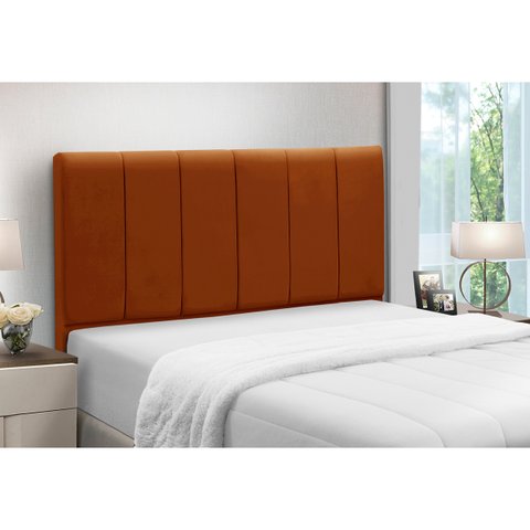 Cabeceira Cama Box Estofada Madeira Queen Size Camila:terracota