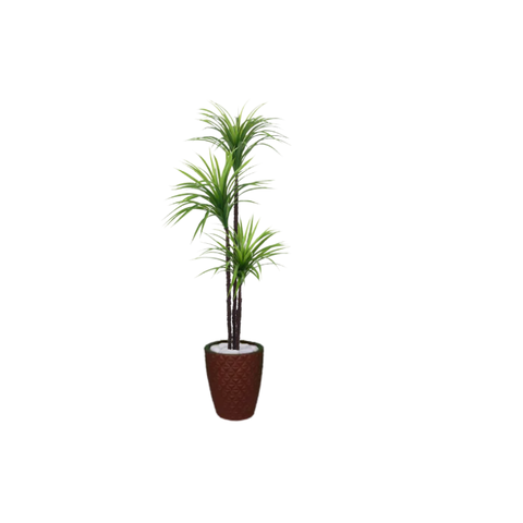 Planta Artificial Árvore Yucca 1,50m 3 Folhas Kit + Vaso E. Marrom 32cm
