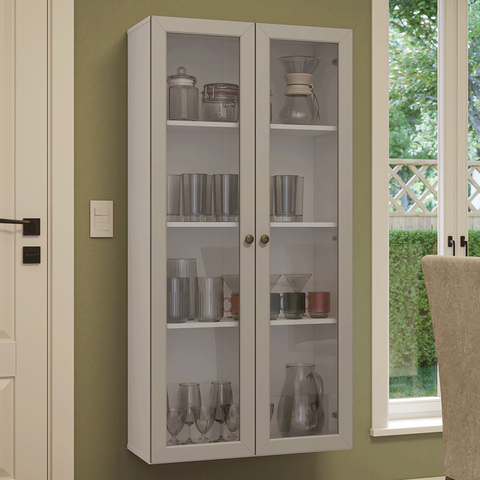 Módulo Cristaleira 70 cm 2 Portas de Vidro Branco/Crema Vik Madesa