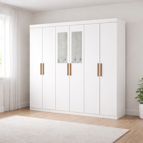 Guarda Roupa 6 Portas com 2 Espelhos Perla -grand Line