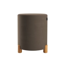 Kit 2 Puff Banqueta Veludo Premium Pés Madeira Maciça 45x34 Capuccino - 4
