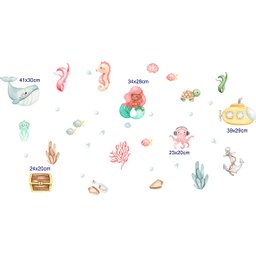 Adesivos Sereia em Aquarela - Fundo do Mar - 2