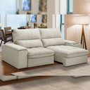 Ver imagem 5 de Sofá Retrátil Reclinável Living 210cm Nápoles F04 Veludo Bege