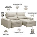 Ver imagem 4 de Sofá Retrátil Reclinável Living 210cm Nápoles F04 Veludo Bege