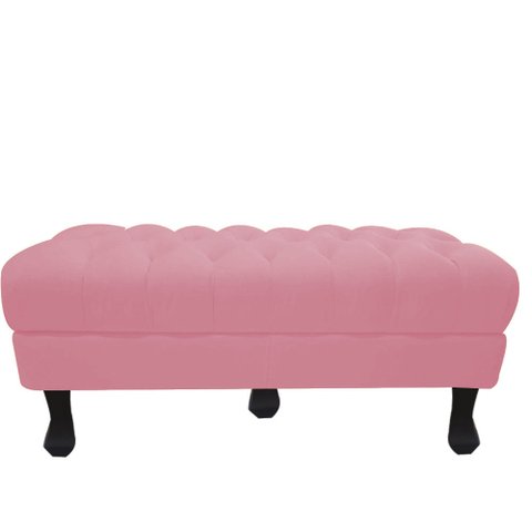 Recamier Luis Xv Capitonê Retrô 140cm Suede Rosa Pés Madeira Mz Decor