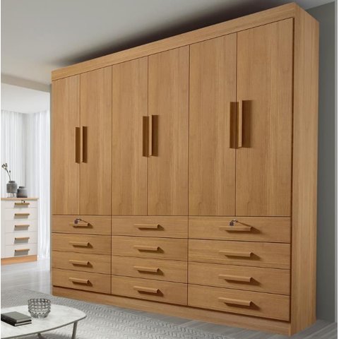Guarda Roupa Mônaco 6 Pts 12 Gavetas Cinamomo - Ddoro Móveis