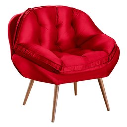 Poltrona Decorativa Almofadada com Pé Palito Veludo Dallas Vermelho - Sofá Casa - 2