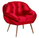 Ver imagem 2 de Poltrona Decorativa Almofadada com Pé Palito Veludo Dallas Vermelho