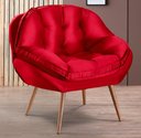 Ver imagem 1 de Poltrona Decorativa Almofadada com Pé Palito Veludo Dallas Vermelho