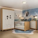 Ver imagem 1 de Quarto de Bebê Completo com Berço Americano 3 em 1 Bombom Multimóveis Mp4618 Madeirado/off White