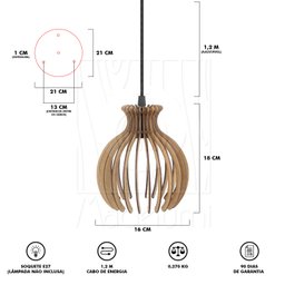 Luminaria Pendente Desmontada Tripla Cr Nacar Madeira Mdf Cor:rústico - 8