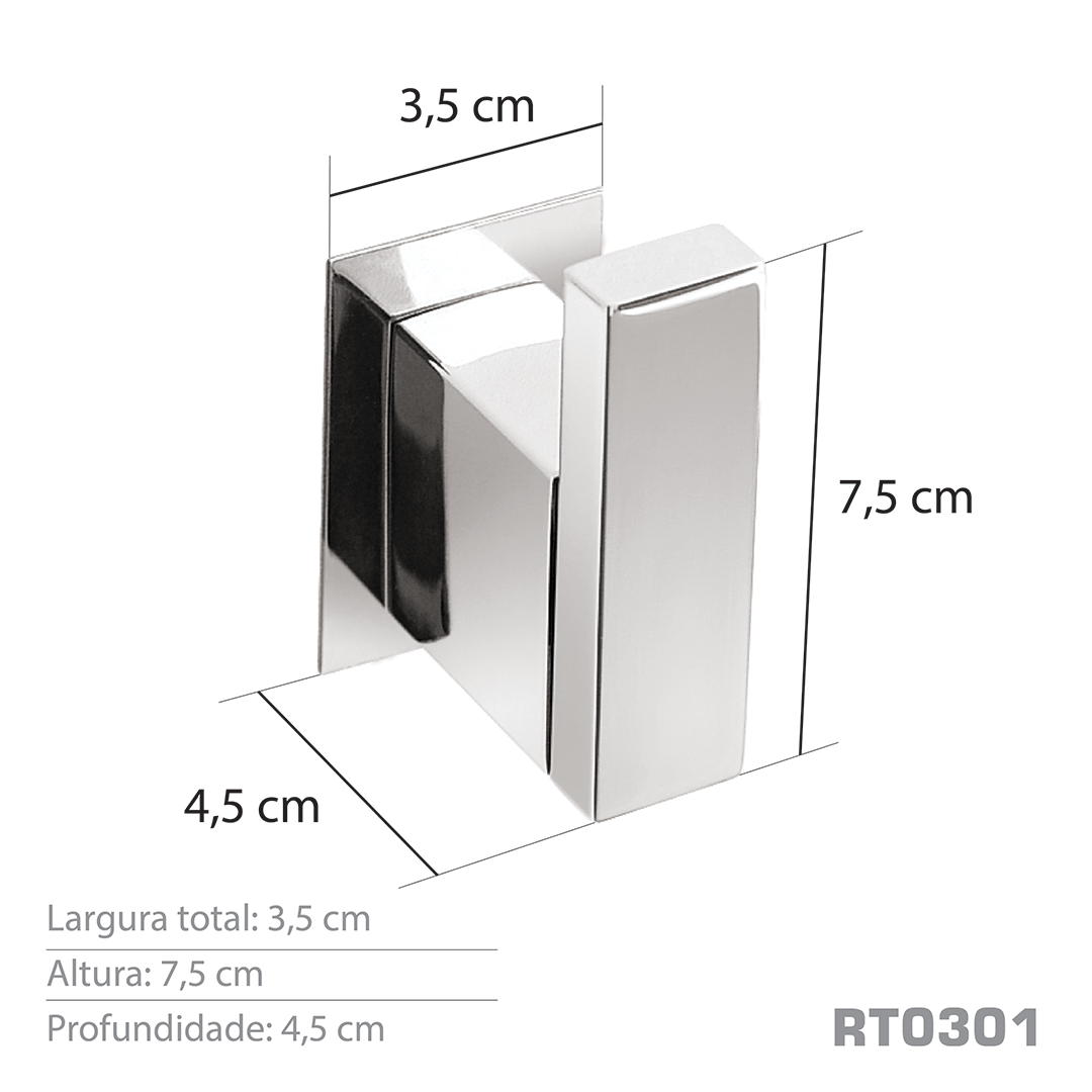 Cabide Simples Inox Grafite - Kromus RT0301G - 4