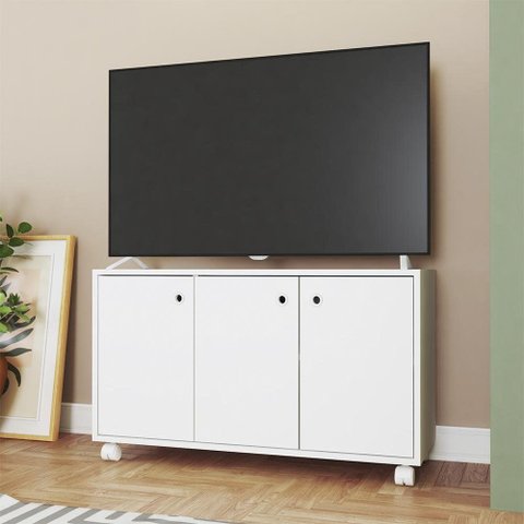 Rack para TV até 40 Polegadas  90cm com 3 Portas e Rodízio BRV Móveis