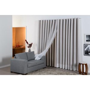 cortina Gaze de Linho com forro black out 4,0m x 2,50m sala e quarto off White