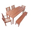 Ver imagem 3 de Conjunto Mesa, Banco e 4 Cadeiras Madeira Maciça Marrom