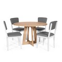 Ver imagem 1 de Mesa de Jantar Redonda Montreal Jade com 4 Cadeiras Estofadas Ella Branco/cinza Escuro