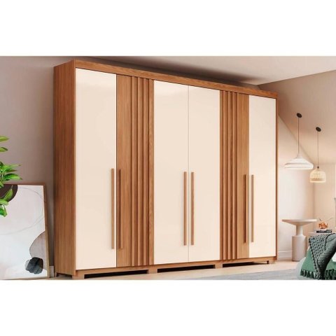 Guarda Roupa 6 Portas e 4 Gavetas C- Pés Norton Nature-off White - Henn