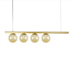 Lustre Pendente Figo Ouro - 4 Globos Esfera de Vidro Âmbar - 1