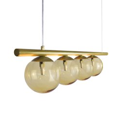 Lustre Pendente Figo Ouro - 4 Globos Esfera de Vidro Âmbar - 3