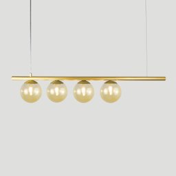 Lustre Pendente Figo Ouro - 4 Globos Esfera de Vidro Âmbar - 2