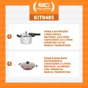 Ver imagem 2 de KIT - Panela de pressão inox 4,5l Brava + Panela Wok Alumínio Paris 36cm Vermelha - Tramontina