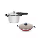 Ver imagem 1 de KIT - Panela de pressão inox 4,5l Brava + Panela Wok Alumínio Paris 36cm Vermelha - Tramontina