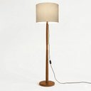 Ver imagem 1 de Luminária de Chão Imperial Base Madeira Detalhe Cobre 160cm Bivolt - Bege