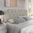 Ver imagem 1 de Cabeceira para Cama Queen Size Casal 1,60m Estofada Bege - Modelo Kelly