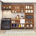 Ver imagem 6 de Cozinha Modular Nina 4 Módulos 2 Gavetas MDP 279cm Amêndoa e Branco Móveis Lopas