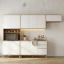 Ver imagem 1 de Cozinha Modular Nina 4 Módulos 2 Gavetas MDP 279cm Amêndoa e Branco Móveis Lopas