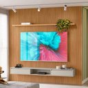 Ver imagem 2 de Painel Ripado Para TV Até 75 Polegadas 2.6 Com Nicho E Prateleira Nature Off White Linea Brasil