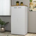 Ver imagem 5 de Escrivaninha Mesa Escritório Toq com Armário Minimalista Olmo/Branco 2 Portas Olmo com Branco Marrom Artany