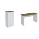 Ver imagem 2 de Escrivaninha Mesa Escritório Toq com Armário Minimalista Olmo/Branco 2 Portas Olmo com Branco Marrom Artany