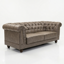 Ver imagem 1 de Sofá Chesterfield 3 Lugares 220cm Courino Premium Retrô Luxo Capitóné Sala Estar Recepção Escritório