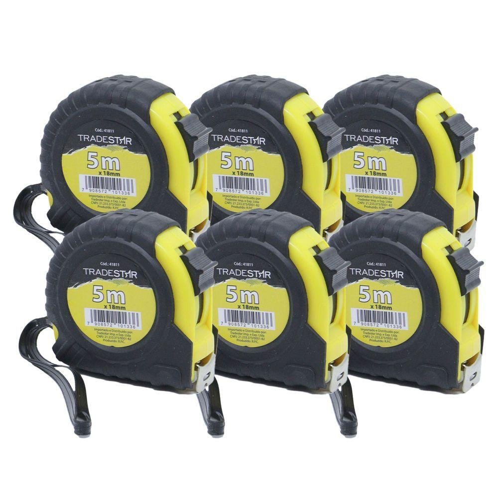 Kit 06 Trena 5 Metros Manual Emborrachada com Trava | MadeiraMadeira