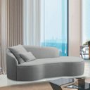 Ver imagem 1 de Divã Recamier Curvo Sala de Estar Recepção Inglaterra 220cm Lado Direito Bouclé