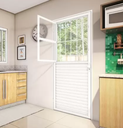Ver imagem 2 de Porta Social com Postigo Vidro Boreal Alumínio Branco - Linha 25 - 210cm - 80cm - Direito