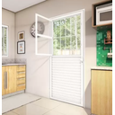 Ver imagem 2 de Porta Social com Postigo Vidro Boreal Alumínio Branco - Linha 25 - 210cm - 80cm - Direito