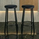 Ver imagem 5 de Kit 2 Banquetas com Encosto Design Cozinha Bancada Luna:preto