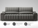 Ver imagem 4 de Sofá com Porta Copos Carregador USB Ret Rec Murano 2,50m Velosuede Cinza - NETSOFAS