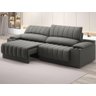 Sofá com Porta Copos Carregador USB Ret Rec Murano 2,50m Velosuede Cinza - NETSOFAS - 1