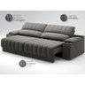 Sofá com Porta Copos Carregador USB Ret Rec Murano 2,50m Velosuede Cinza - NETSOFAS - 5