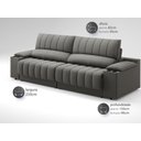 Ver imagem 3 de Sofá com Porta Copos Carregador USB Ret Rec Murano 2,50m Velosuede Cinza - NETSOFAS