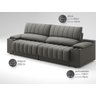 Sofá com Porta Copos Carregador USB Ret Rec Murano 2,50m Velosuede Cinza - NETSOFAS - 3