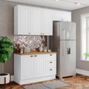 Ver imagem 2 de Cozinha Modulada 4 Portas Balcao Tampo 200cm Americana Branco Nature Henn