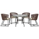 Ver imagem 1 de Mesa com 4 Cadeiras de Jantar Roma 100cm e Noronha em Aluminío Preto Corda Nautica Estofado 7 Trama