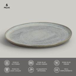 CONJUNTO C/ 6 PRATOS RASO BIO GREEN GRANITE Ø 27,5cm - 3