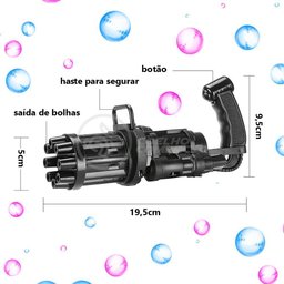 Máquina Elétrica Tiktok Lança Bolhas Preto - 6